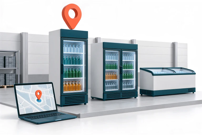 Remote tracking solution for commercial cooler manufacturers