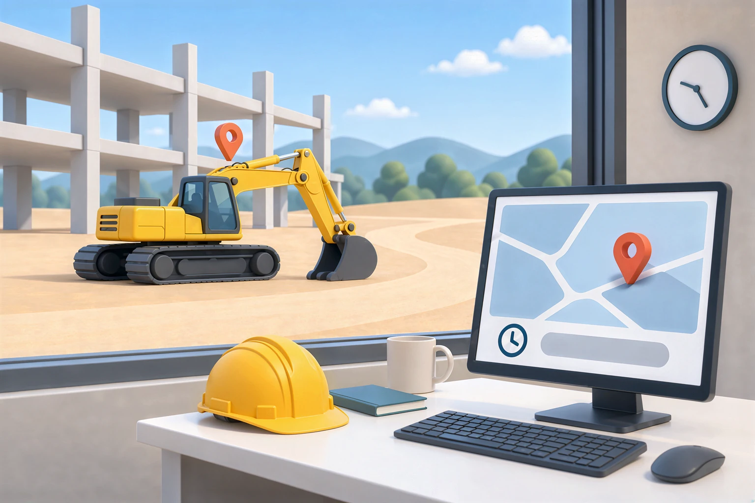 Reviewing an excavator's latest location and timestamp in the dashboard