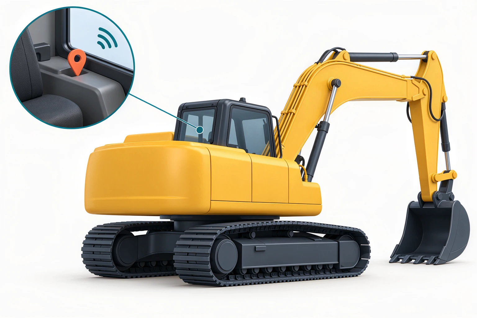 A discreet installation point inside an excavator cab