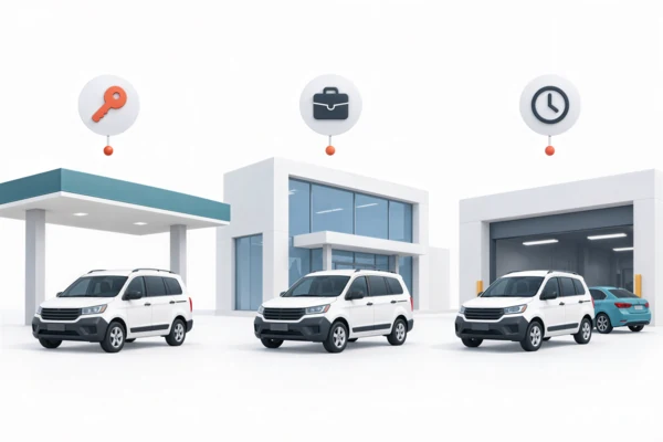 Cars in a rental company's handover area