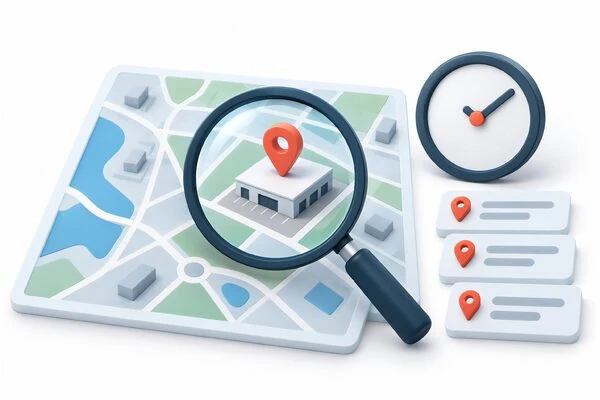 Asset search using the latest location, timestamp and location history
