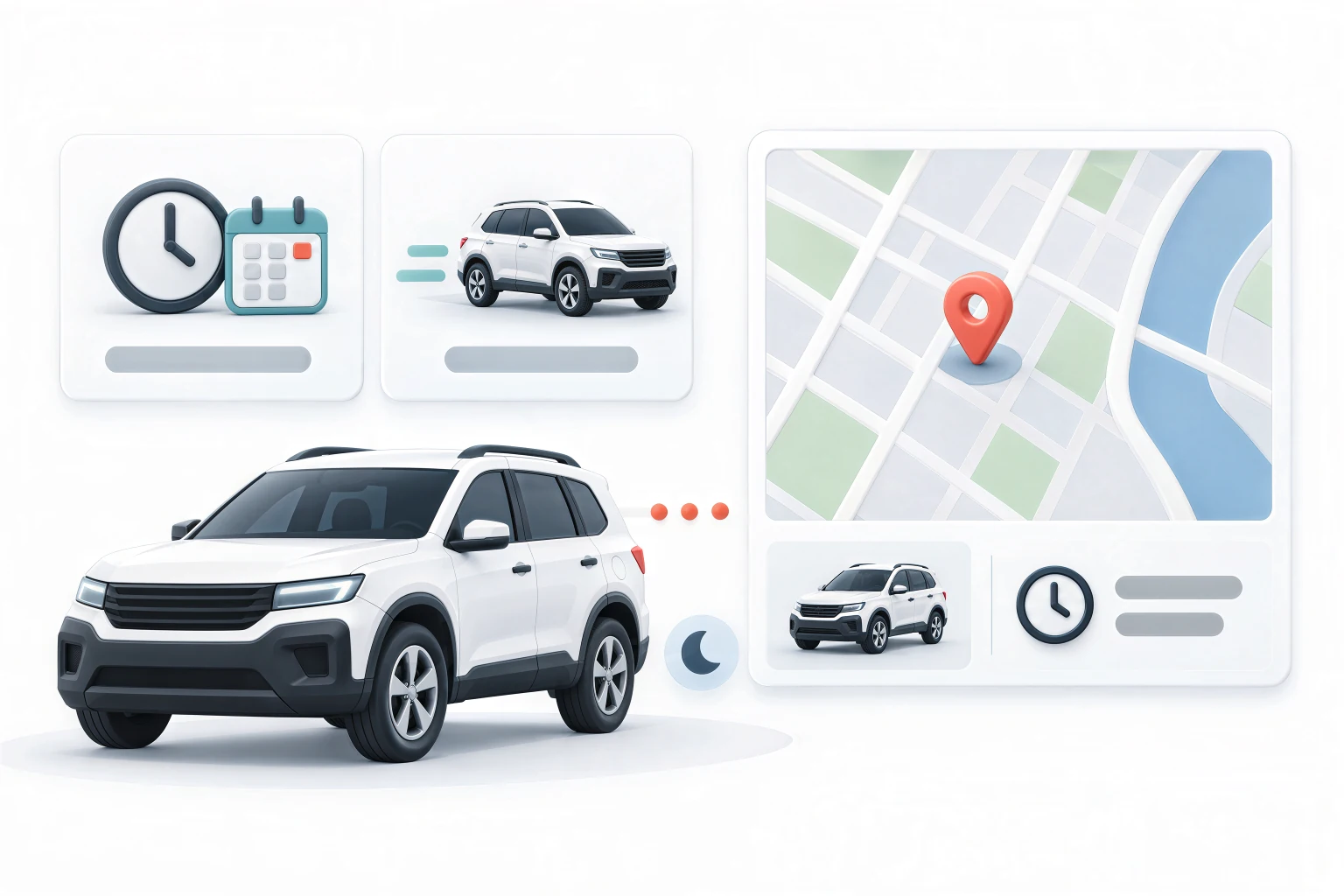 Fleet vehicle locations displayed on a map