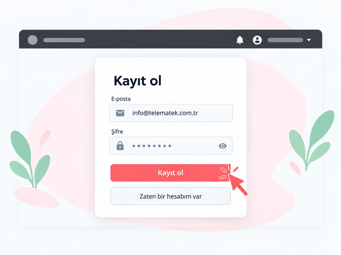 Creating a TelemaTek Panel account with an email address and password