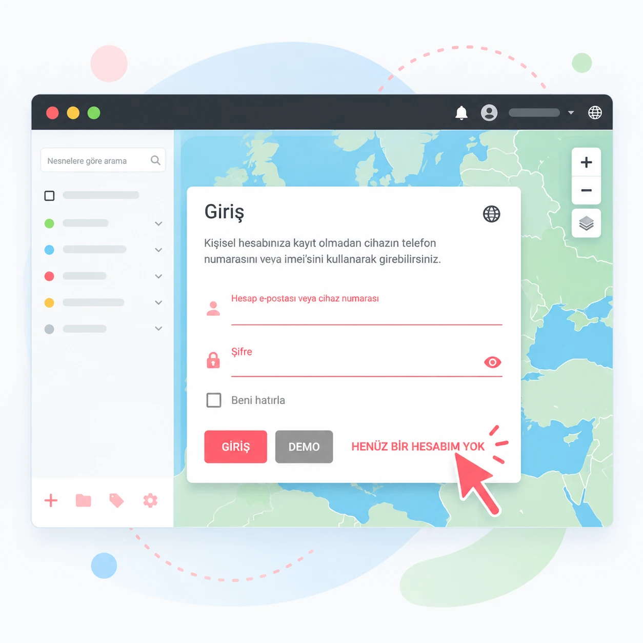 The account creation option on the TelemaTek Panel sign-in screen